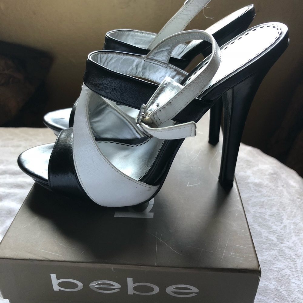 Bebe Tammy platform open toe shoe.